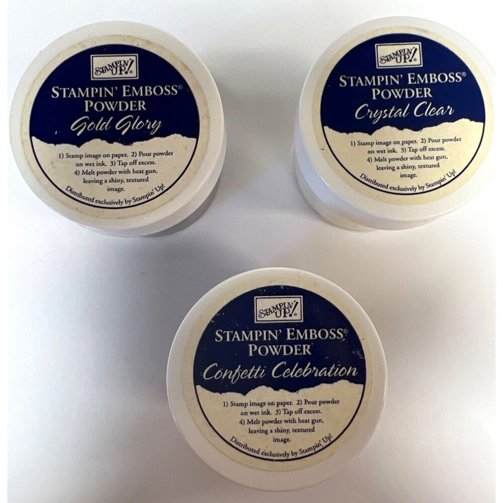 Stampin Emboss Powder Set Gold Glory Confetti Celebration Crystal Clear 3 Jars